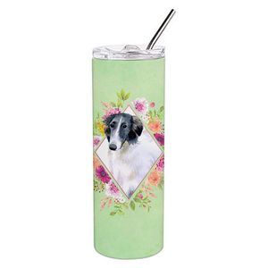Borzoi Green Flowers Stainless Steel 20 oz Skinny Tumbler
